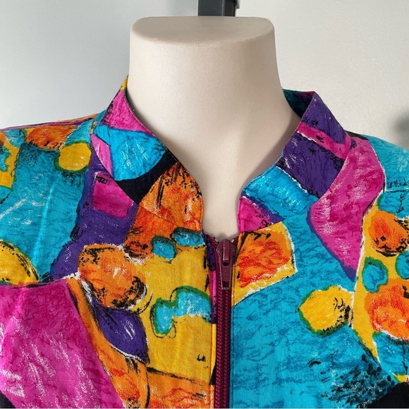 Vintage Farini Art Deco Funky Retro Zip Up Jacket Lightweight Neon 80s 90s - Picture 8 of 8
